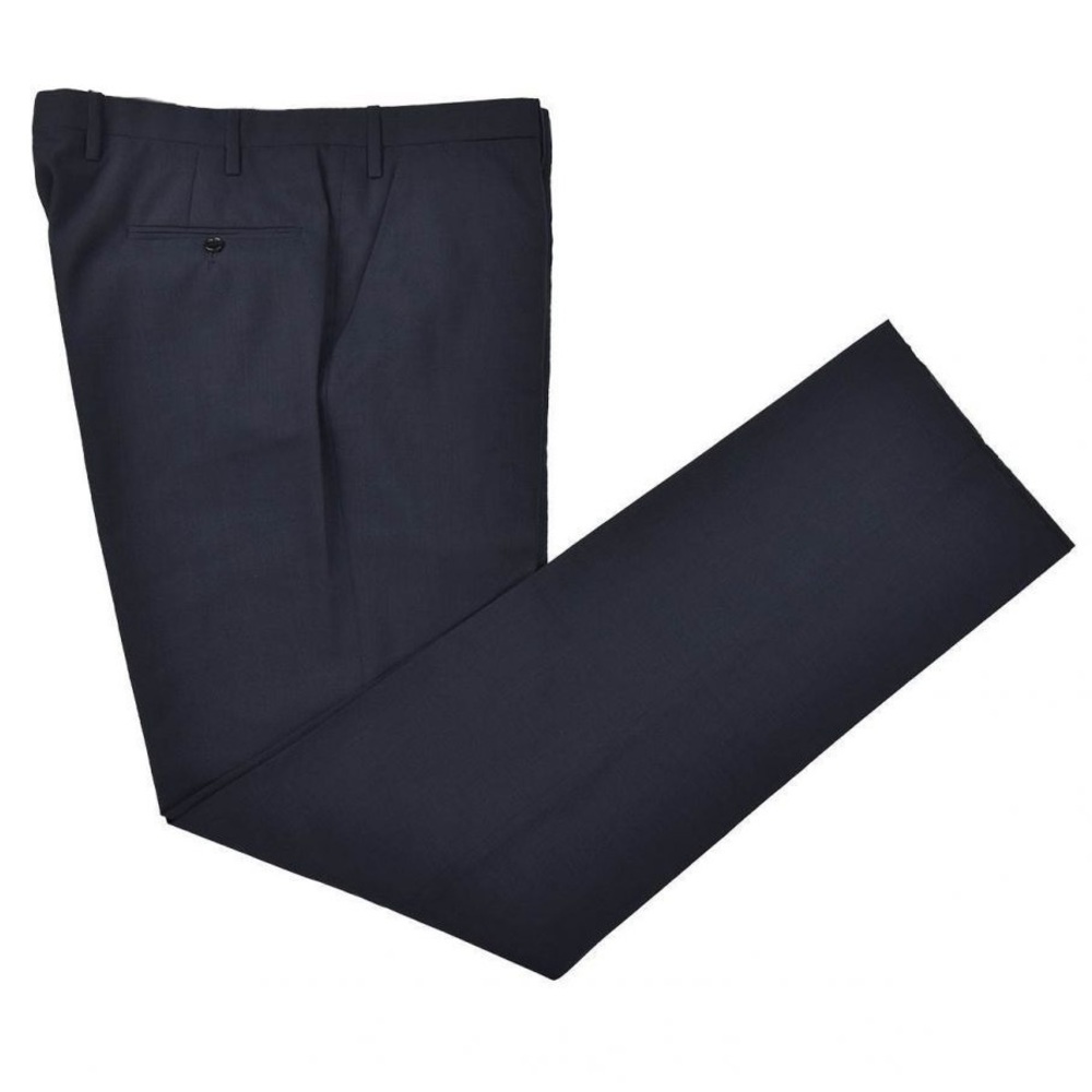 Kiton Flat Front Wool Dress Suit Pants 37 Navy